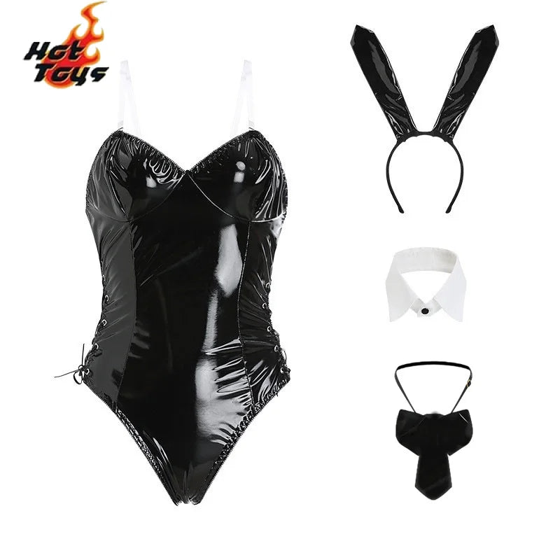 Cute Bunny Girl Faux Leather Cosplay Set – High-Quality Rabbit Woman Costume for Kawaii & Comic Show Fun