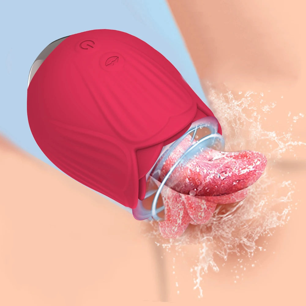 Tongue-Licking Rose Vibrator – Clitoral Sucker & Nipple Stimulator | Intense Oral Simulation for Women