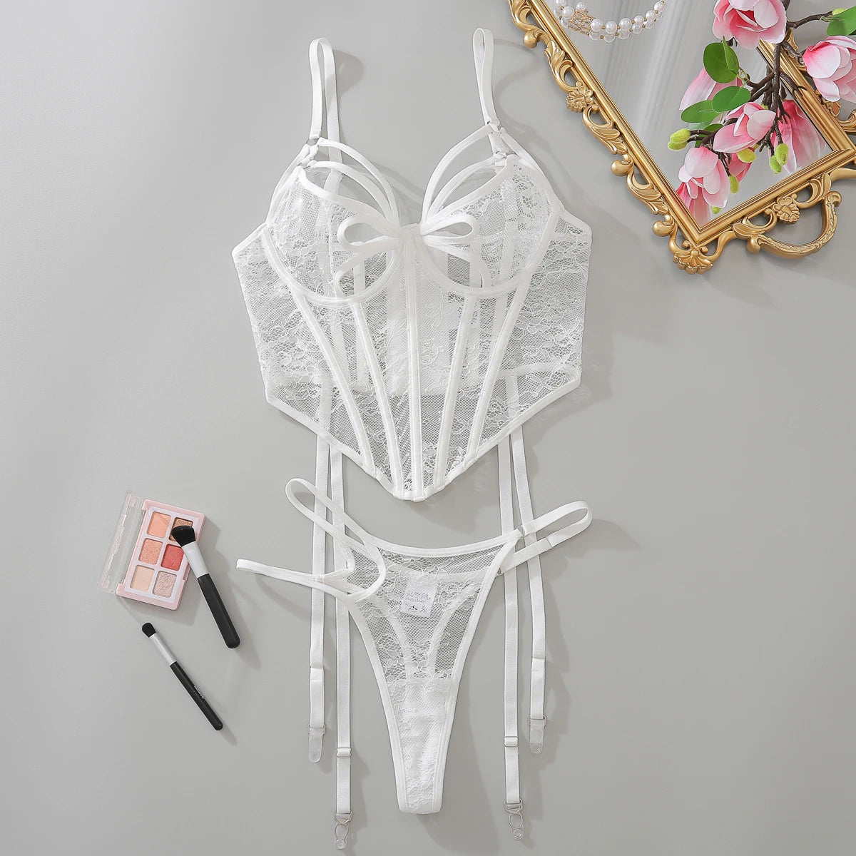 2025 “Pure Lust” Lace Hollow Out Bra & Panty Set – Sheer Temptation Two-Piece