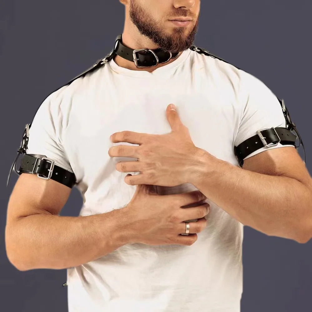 Fetish Faux Leather Chest Harness for Men – Adjustable Bondage Cage Rave Belt