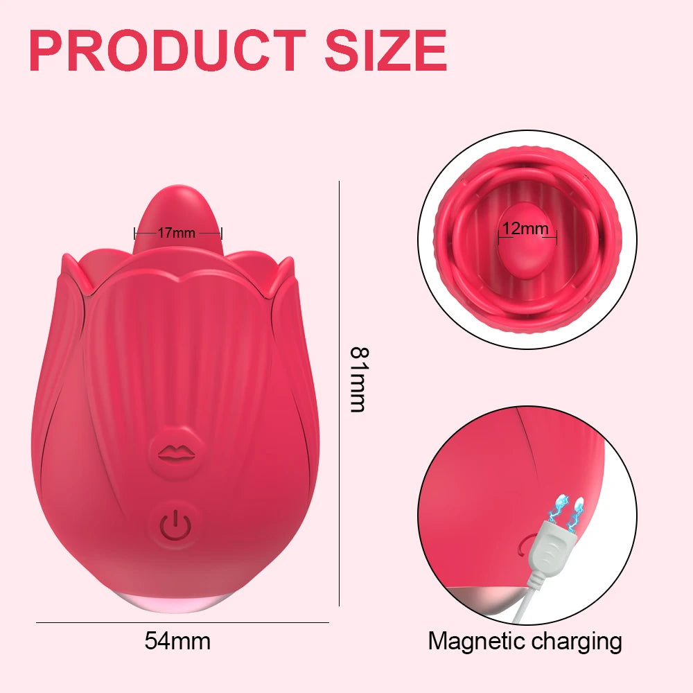 Tongue-Licking Rose Vibrator – Clitoral Sucker & Nipple Stimulator | Intense Oral Simulation for Women