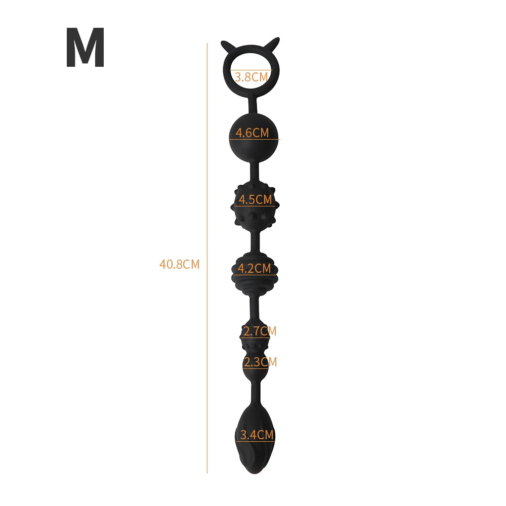 Silicone Anal Bead Butt Plug Ring – 6-Ball Anal Chain for Men & Women | Vaginal & Prostate Massage | Adult Erotic Toy