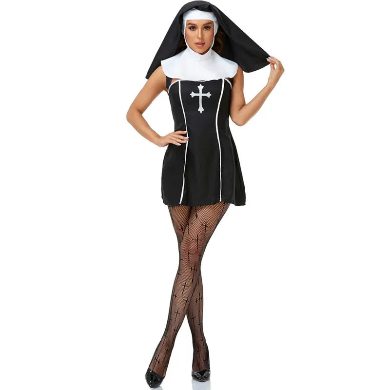 Priest & Nun Couple Halloween Costume – Medieval Religious Cosplay Outfit for Men & Women