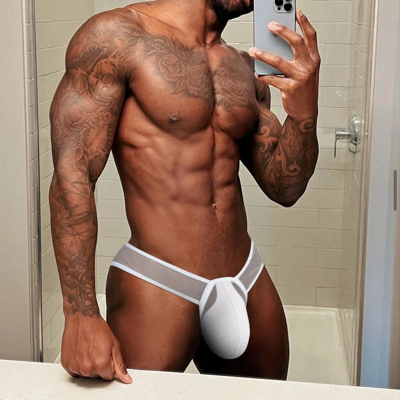 CMENIN Ultra-Thin Mesh Briefs – Men’s Sexy Transparent Bikini with Large Crotch Pouch
