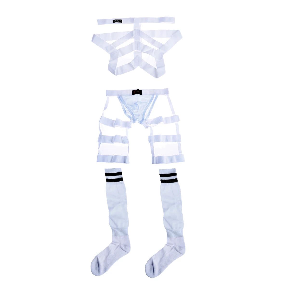 Men’s Erotic Body Harness Lingerie Set – Jockstrap, Thigh Suspenders & Bandage Belt | Fetish Strap Costume for Roleplay