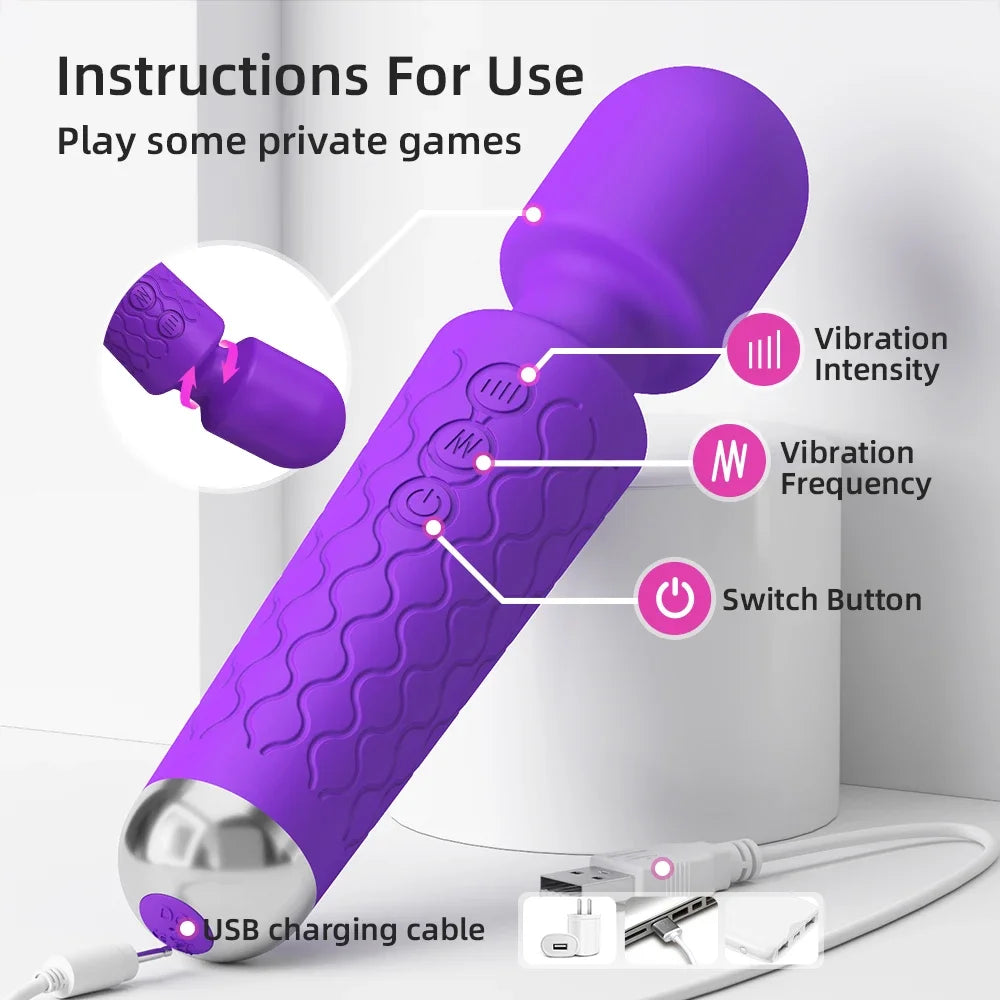 Powerful USB Rechargeable Clitoris & G-Spot AV Vibrator Massager