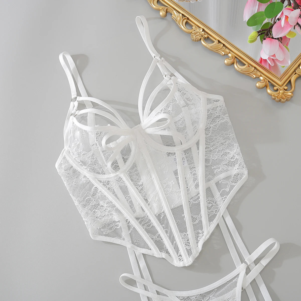 2025 “Pure Lust” Lace Hollow Out Bra & Panty Set – Sheer Temptation Two-Piece