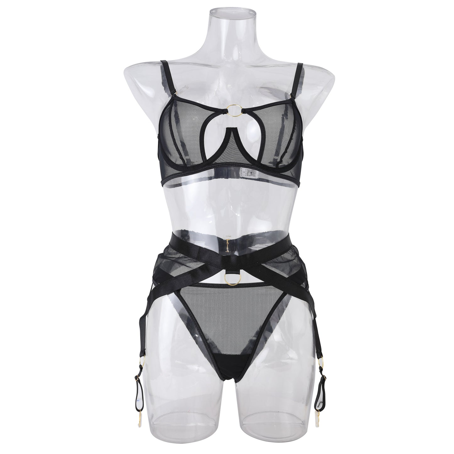 Hot Temptation Set – Sexy Mesh Lingerie Set with Garter Belt