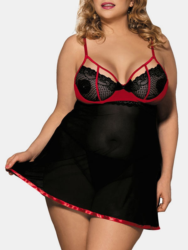 Mesh Plus Size Babydoll Lingerie – Sheer, Flattering & Seductive Sleepwear
