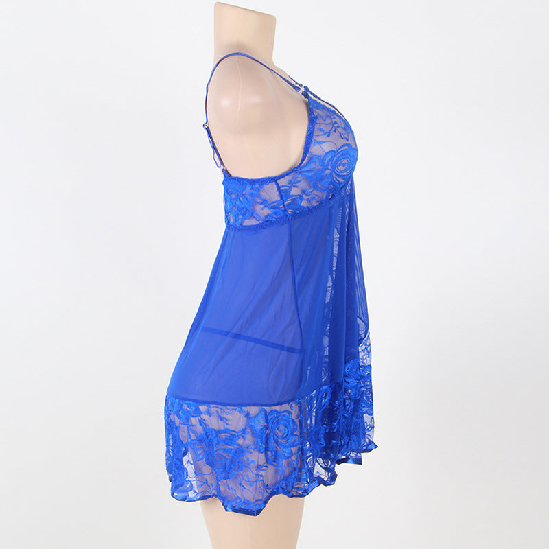 Plus Size Lace Babydoll Lingerie Dress with G-String – Sexy Women’s Nightgown & Underwear