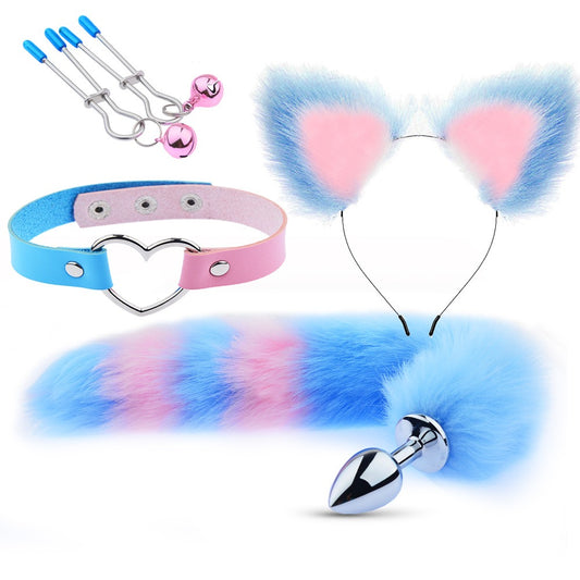 Erotic Fox Tail Four-Piece Set – Metal Ear Hairpin, Posterior Anal Plugs & More | SM Metal Erotic Set | Thirty Shades of Play