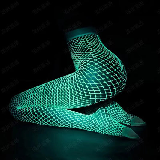 Glow-in-the-Dark Mesh Pantyhose – Sexy Fishnet Lingerie Stockings Set