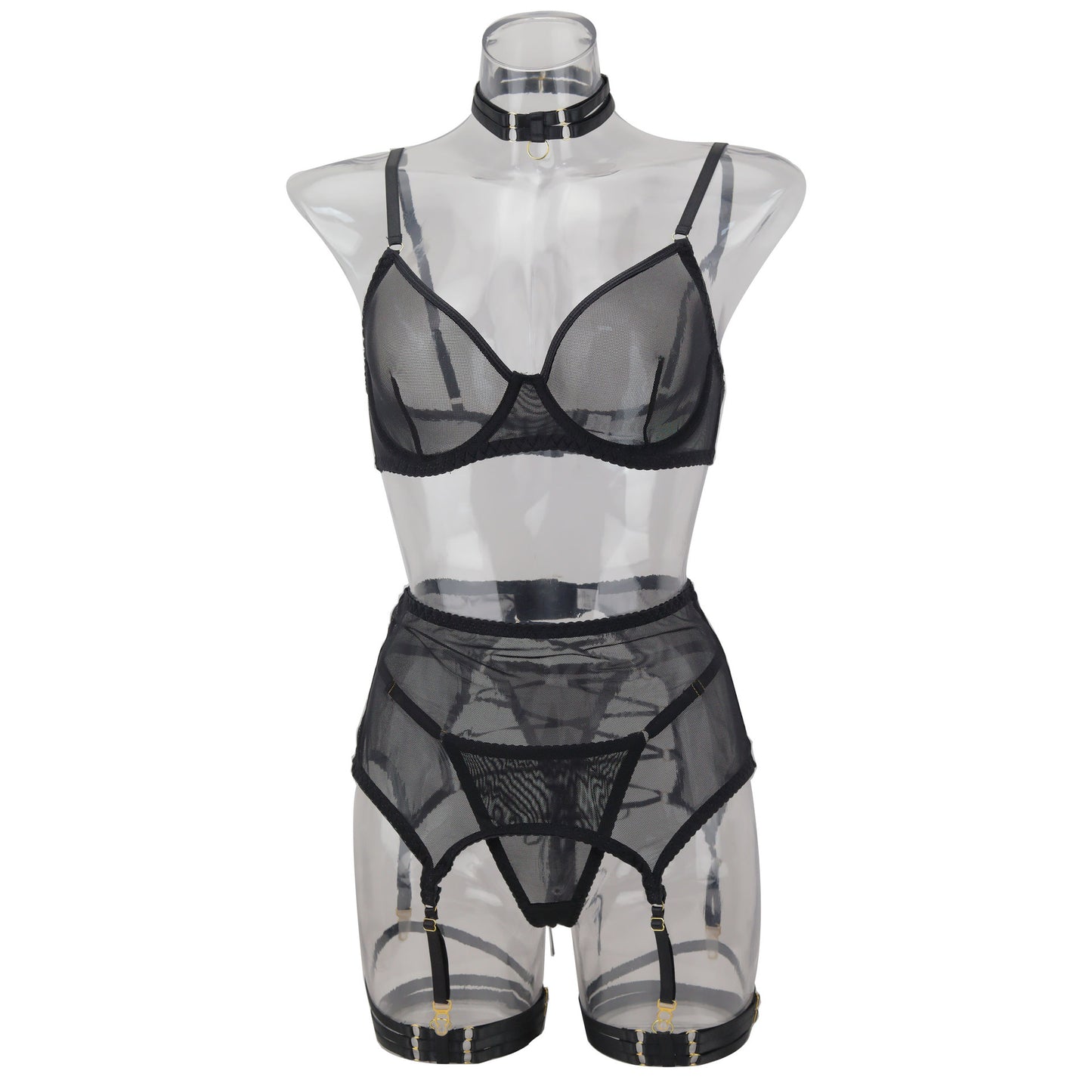 Hot-Selling Black Lace Mesh Lingerie Set 💋 Sexy Patchwork Sheer Babydoll Nightwear for Women