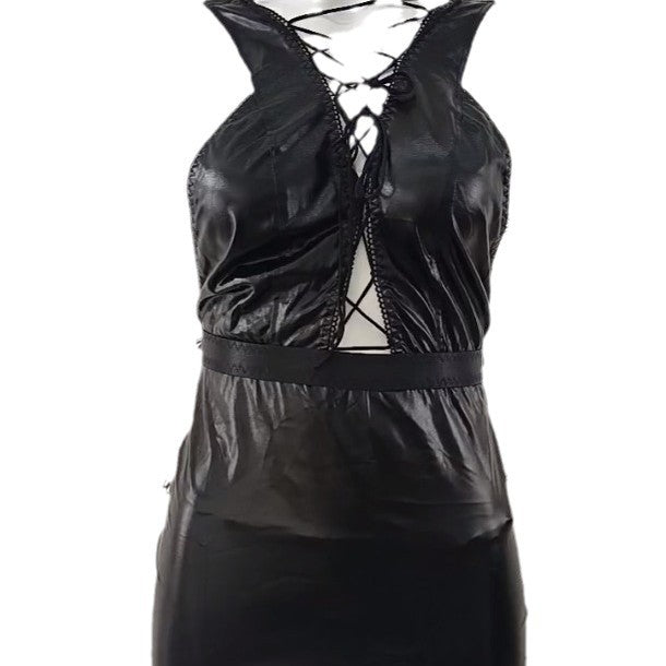 Seductive Lace-Up Performance Set – Backless Hip-Hop Erotic Uniform for Pole Dance