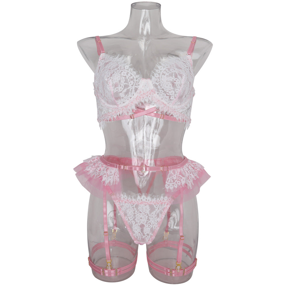 New Lace Perspective Bow Sexy Lingerie Set – Seductive Transparent Lace & Bow Detail, Elegant & Flirty Lingerie