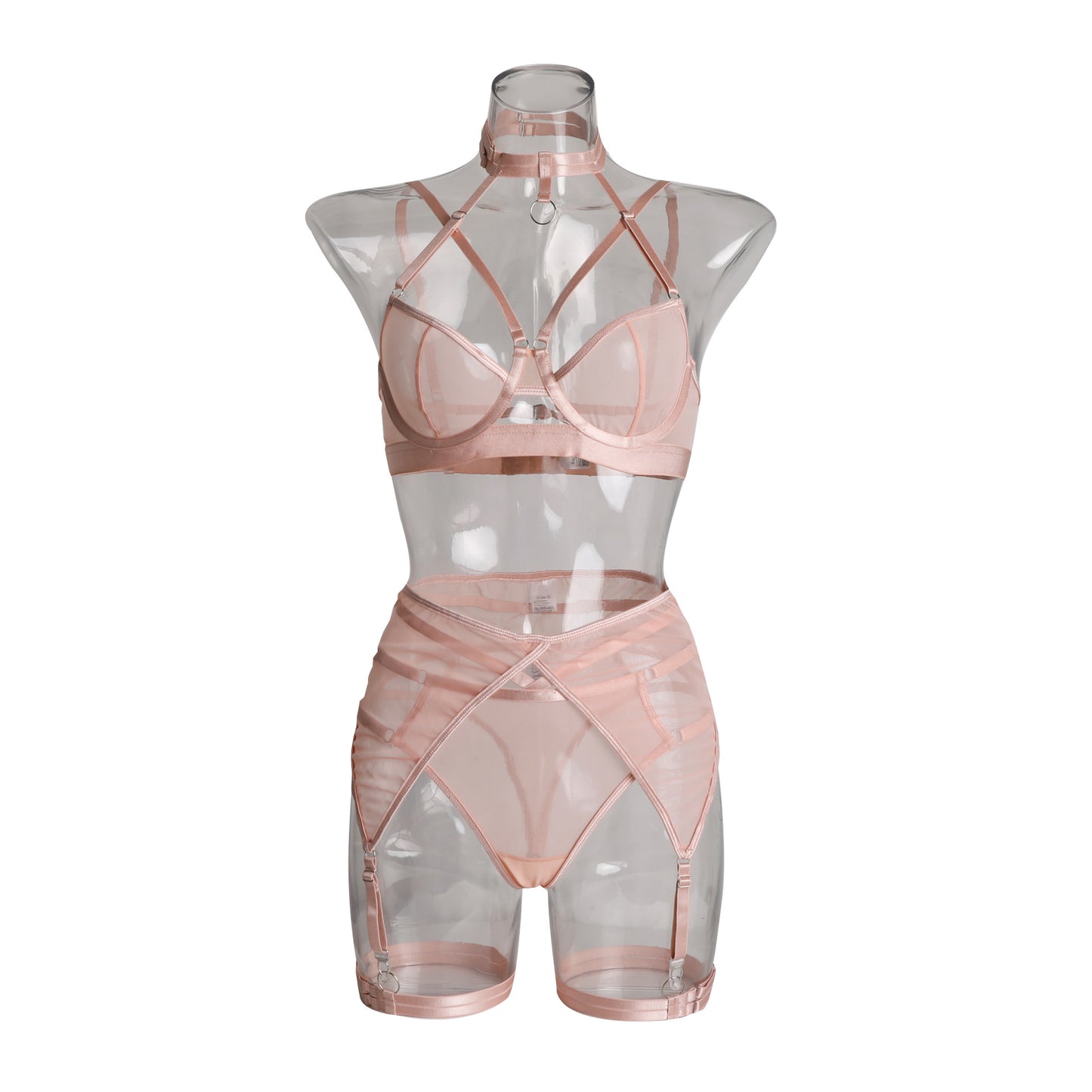 Mesh Perspective Splice Suit – Sexy One-Piece with Neck Strap Detail