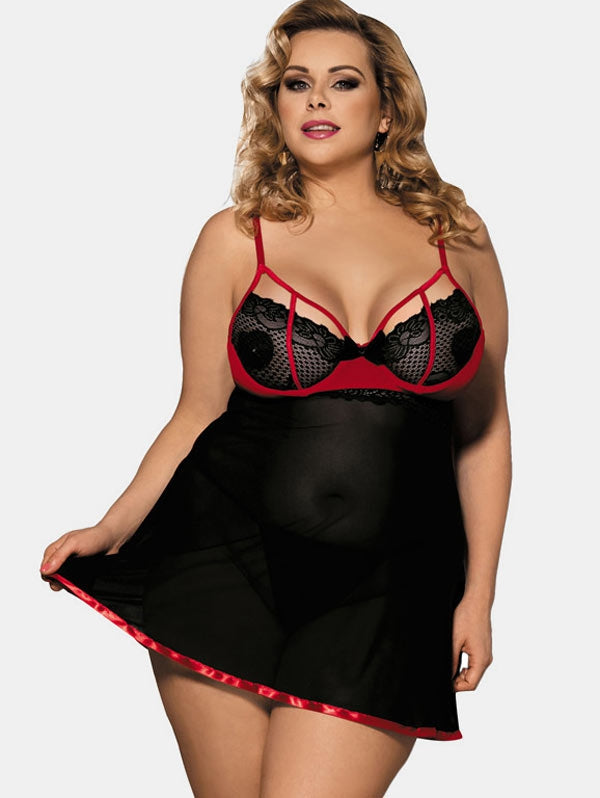 Mesh Plus Size Babydoll Lingerie – Sheer, Flattering & Seductive Sleepwear
