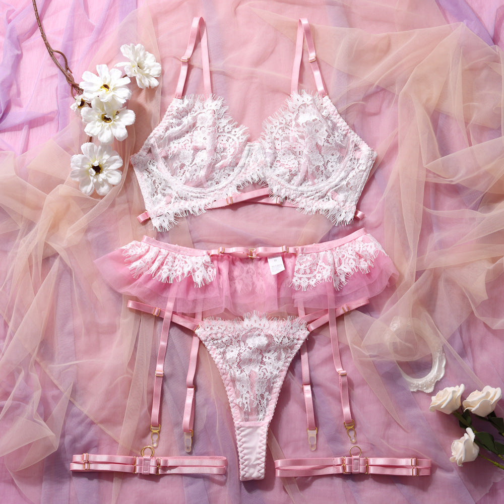 New Lace Perspective Bow Sexy Lingerie Set – Seductive Transparent Lace & Bow Detail, Elegant & Flirty Lingerie