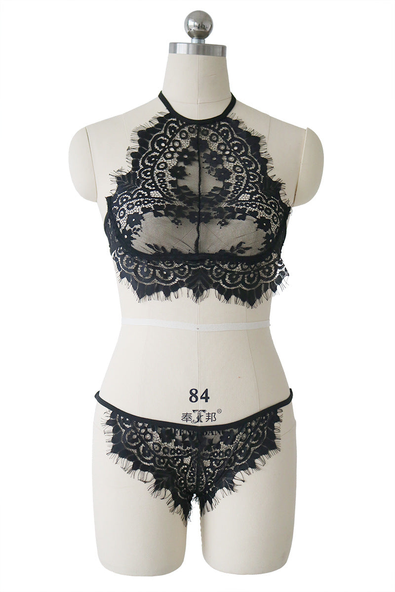 Sexy Lace Bra & Thong Set – Push-Up Bralette Lingerie for Women | Seamless, Transparent, Wire-Free Lenceria