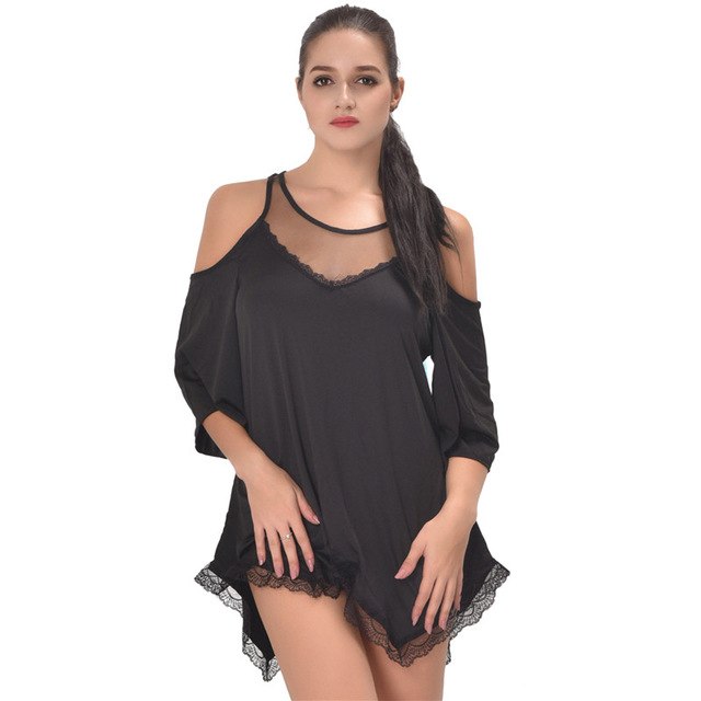 Plus Size Camisola Sexy Lingerie – See-Through Babydoll Nightgown for Women