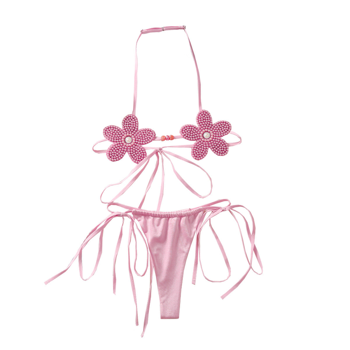 Japanese 3D Flower Cute Girl Sexy Underwear Set – Hanging Neck & Sexy Strap Bareback | Two-Piece Lingerie Set | Thirty Shades Of Play