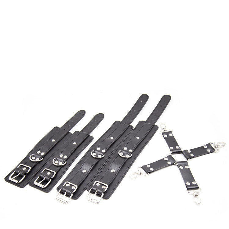 Leather Cross Restraint Set – Bound Hands & Feet Cuffs for BDSM Play