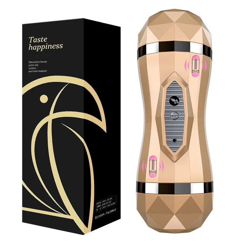 Gelugee Male Masturbator Vibrator – Dual-Ended Deep Throat & Realistic Vagina Silicone Sex Toy