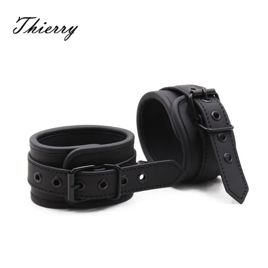 Thierry Adjustable Erotic PU Leather Handcuffs – Wrist & Ankle Cuffs Bondage Restraints | BDSM Sex Toys & Exotic Accessories