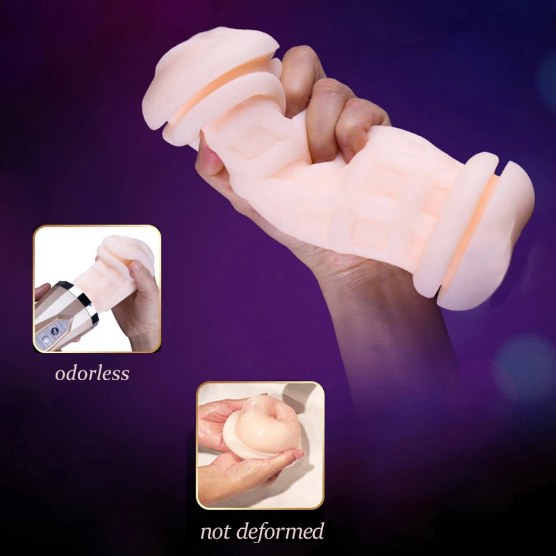 Gelugee Male Masturbator Vibrator – Dual-Ended Deep Throat & Realistic Vagina Silicone Sex Toy