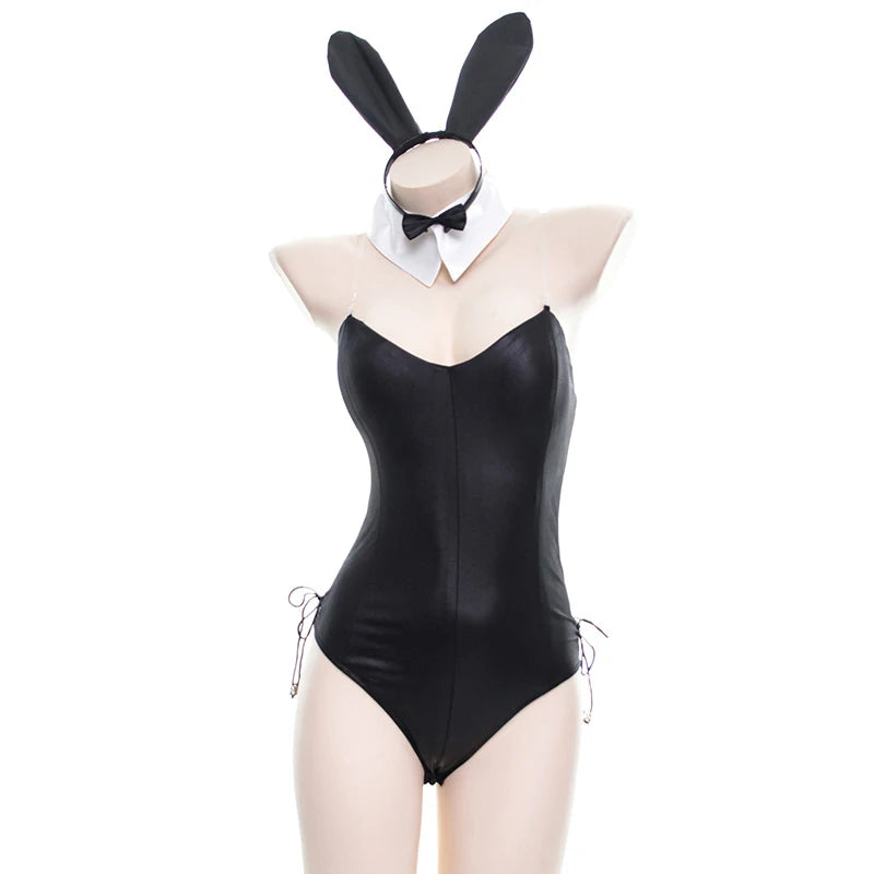 Sexy Cute Bunny Girl Faux Leather Costume – Rabbit Woman Set, High-Quality Kawaii Cosplay Bunny Outfit for Comic Shows