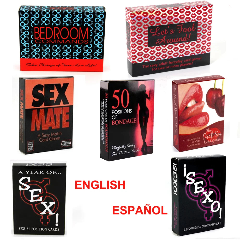 Bilingual Sex Card Game (English & Spanish) – 50 Naughty Bedroom Commands for Couples | Adult Board Game for Valentine's Day & Beyond