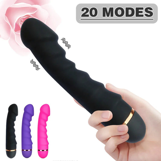 Realistic Silicone Dildo Vibrator – 20 Modes for G-Spot & Clitoral Stimulation