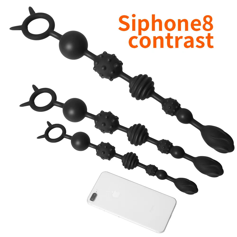 Silicone Anal Bead Butt Plug Ring – 6-Ball Anal Chain for Men & Women | Vaginal & Prostate Massage | Adult Erotic Toy