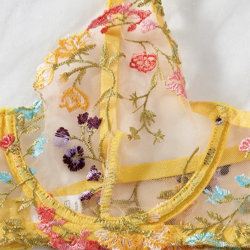 Seductive Illusion – Transparent Embroidery Lingerie Set for Women 😈💋