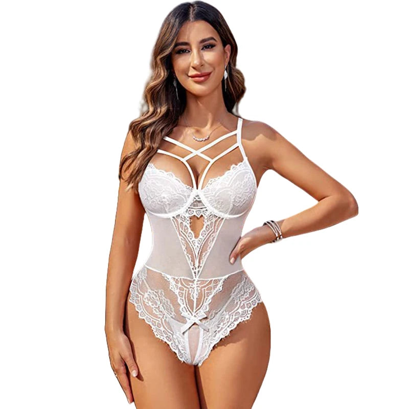 FOXWISH – Crotchless Lace Bodysuit with Hollow Buttock (S-XXL) 🔥💋