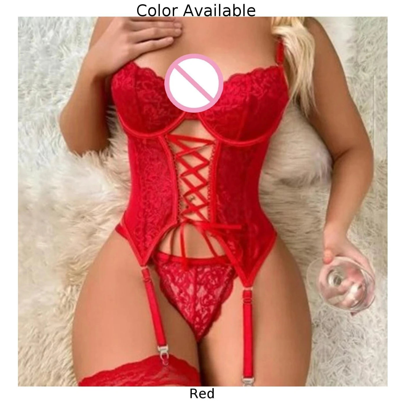 Seductive Lace – Two-Piece See-Through Lingerie Set with Steel Ring & Garter 😍🔥