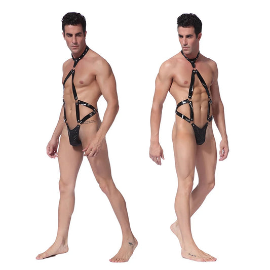 Sexy Erotic BDSM Men's Panties – Maid Role-Playing Thong Underwear, Leather Suit Disguise for Cosplay & Sex Games