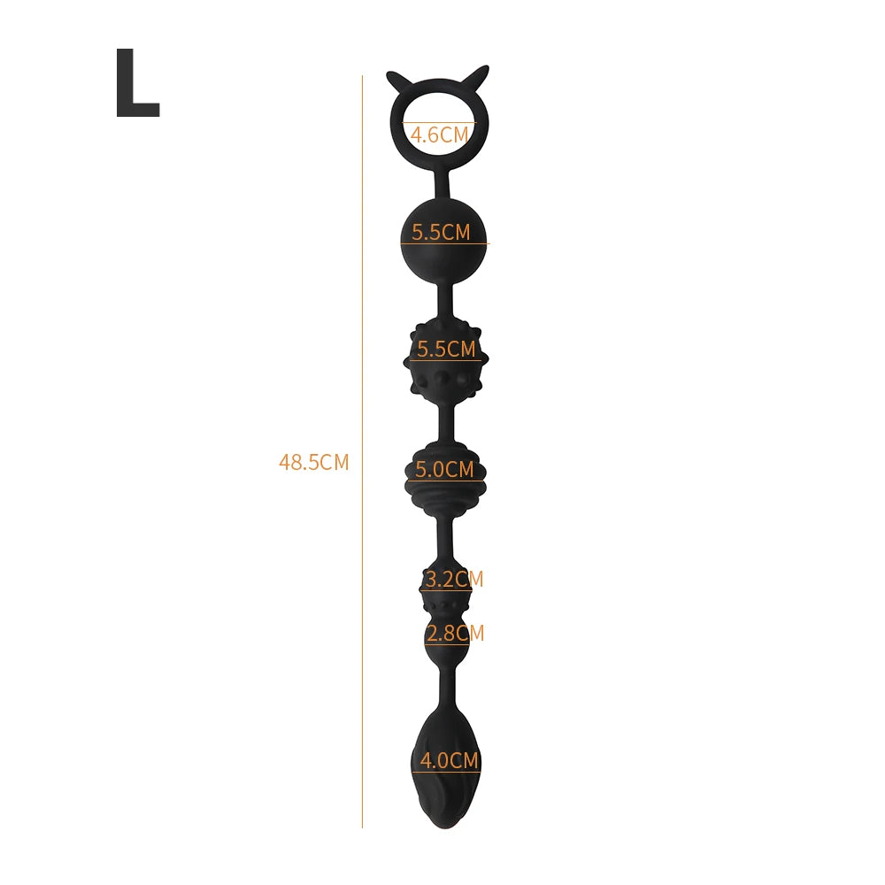 Silicone Anal Bead Butt Plug Ring – 6-Ball Anal Chain for Men & Women | Vaginal & Prostate Massage | Adult Erotic Toy