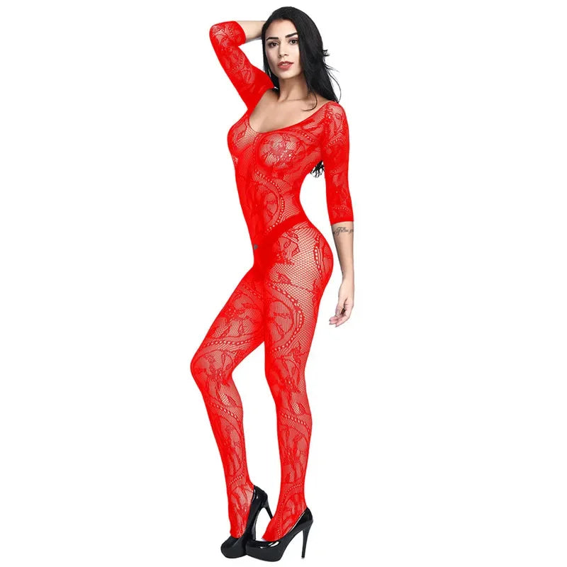 Sexy Mesh Body Stocking – Open Crotch Erotic Lingerie Teddy Bodysuit