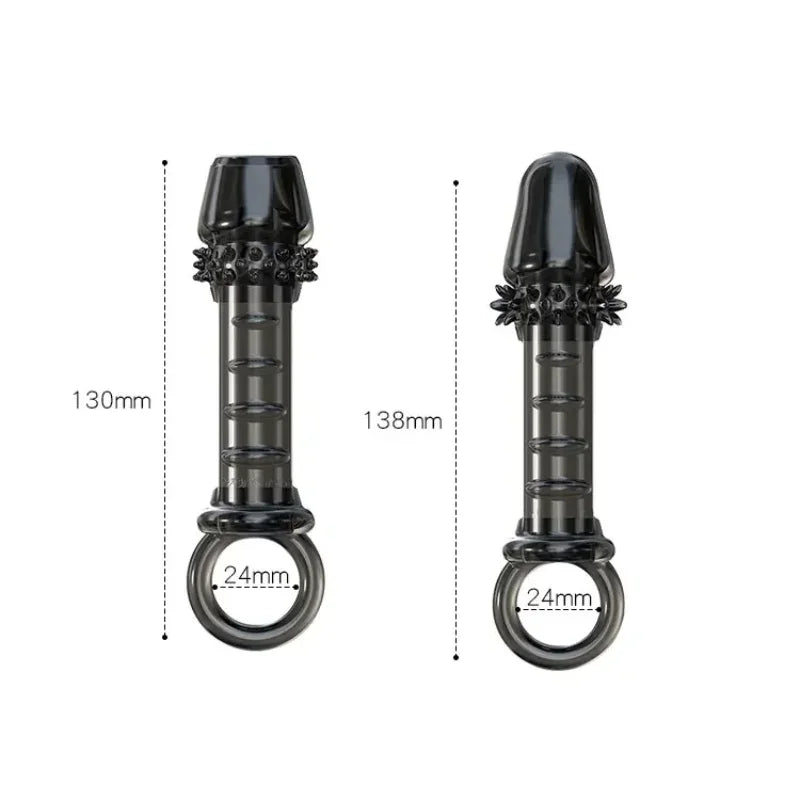 Crystal Soft Silicone Penis Sleeve with Semen Lock & Delay Ring