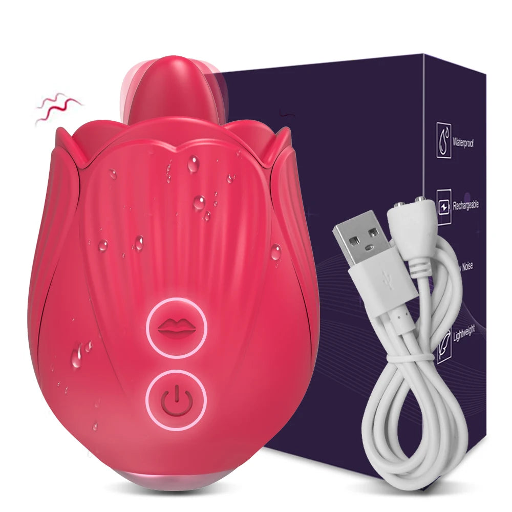 Tongue-Licking Rose Vibrator – Clitoral Sucker & Nipple Stimulator | Intense Oral Simulation for Women