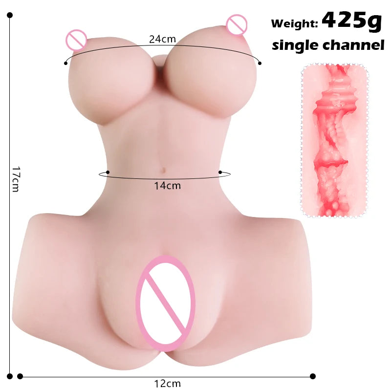 HESEKS Half Body Sex Doll – Realistic Vagina, Soft Breasts & Butt | Male Masturbator for Anal & Vaginal Play | Adult Toy for Men