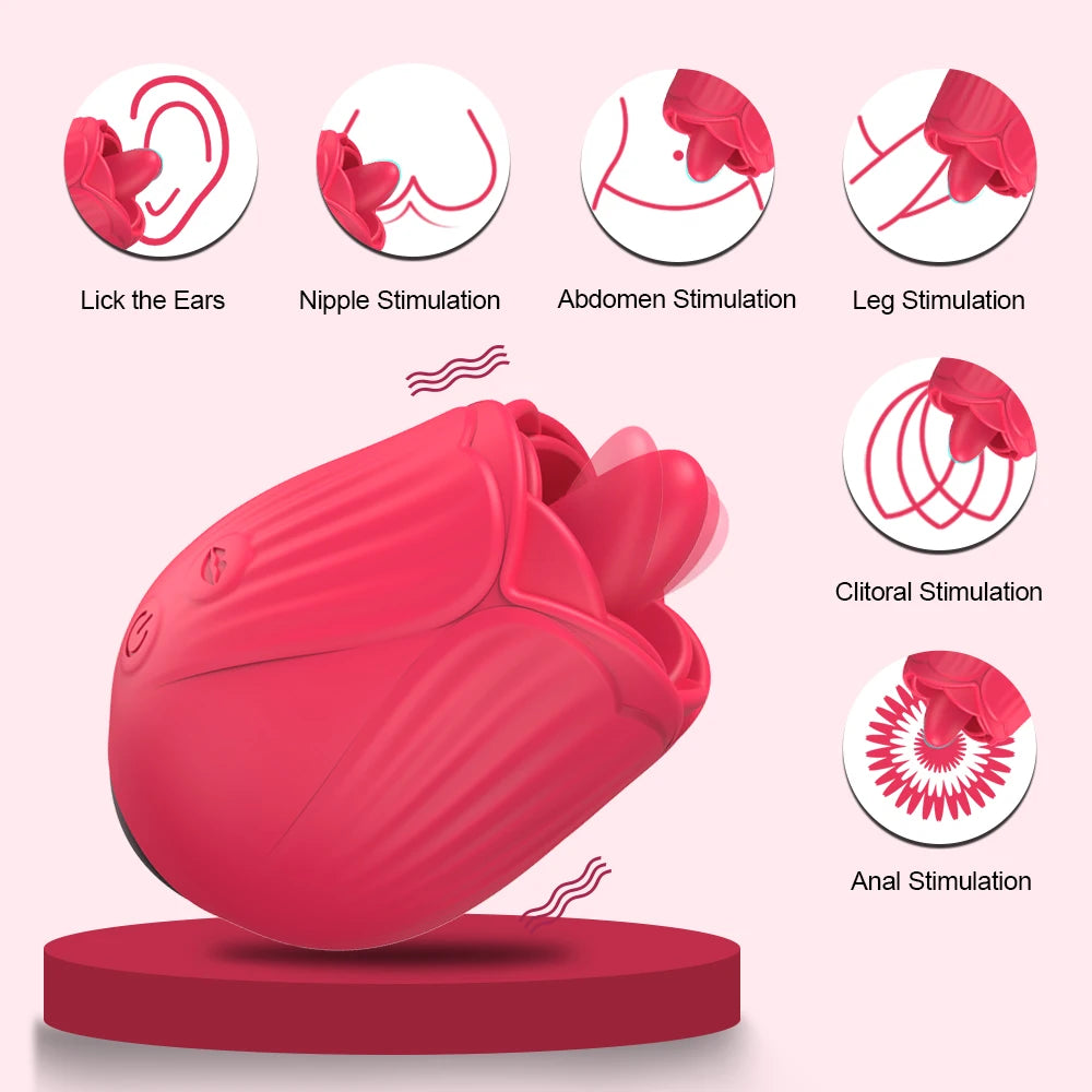 Tongue-Licking Rose Vibrator – Clitoral Sucker & Nipple Stimulator | Intense Oral Simulation for Women