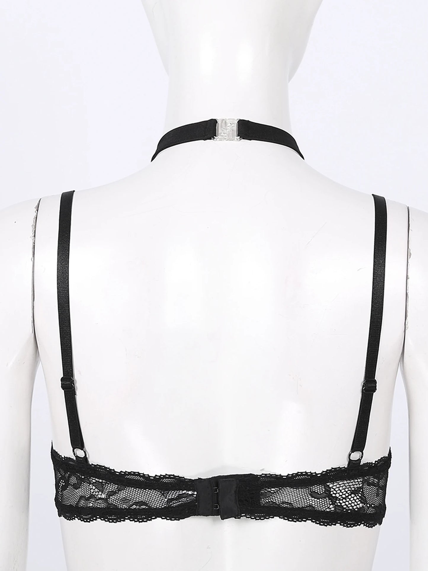 Women’s Sexy Open Cups Nipple Lace Bra – Underwire Halter Neck See-Through Push-Up 1/4 Cups | Erotic Lingerie Underwear