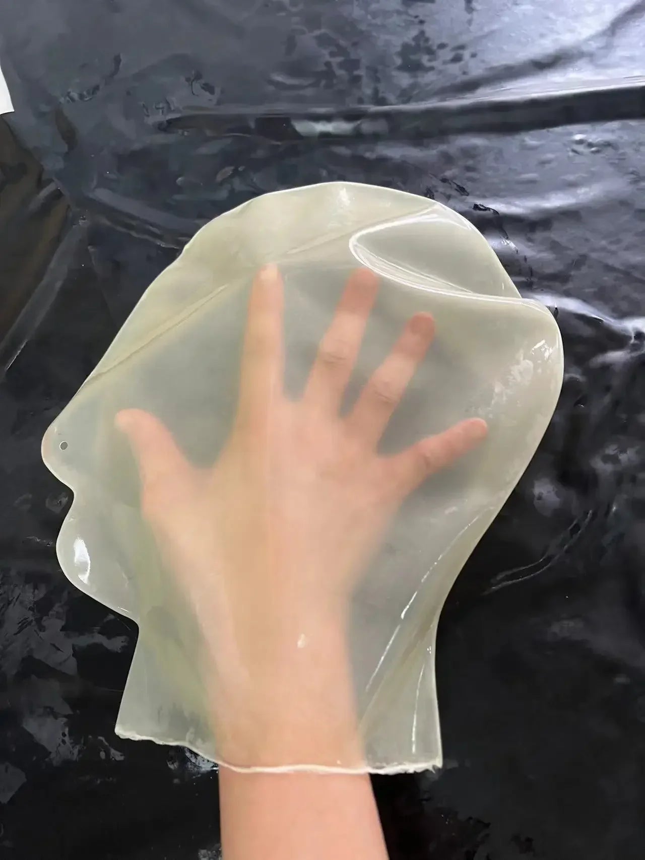 Latex Gloves for Men – Clear Transparent Rubber Gloves, Seamless Mask Hood, Unisex Fetish Molding