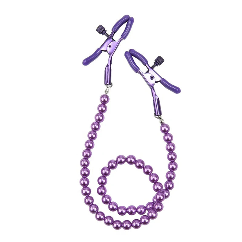Elegant Pearl Nipple Clamps – Colorful Metal Chain Bondage Clips | BDSM Fetish Sex Toys for Women