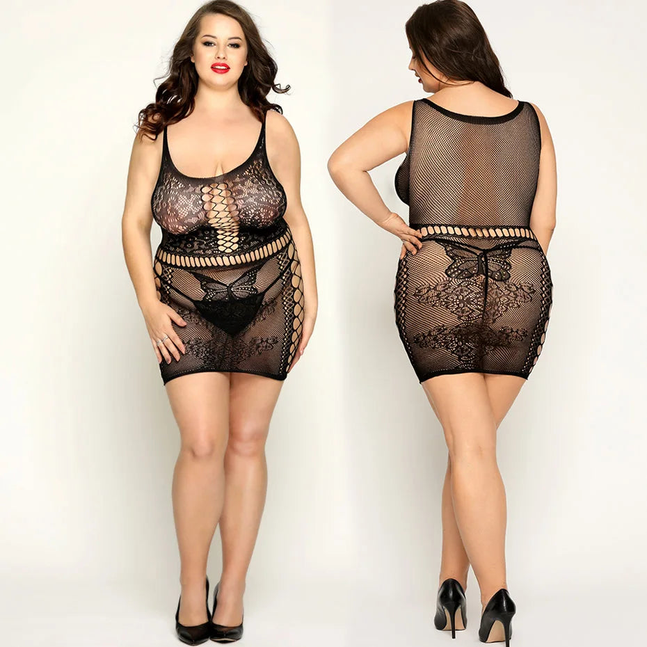 Plus Size Halter Open Crotch Bodystocking – Sexy Erotic Lingerie for Women