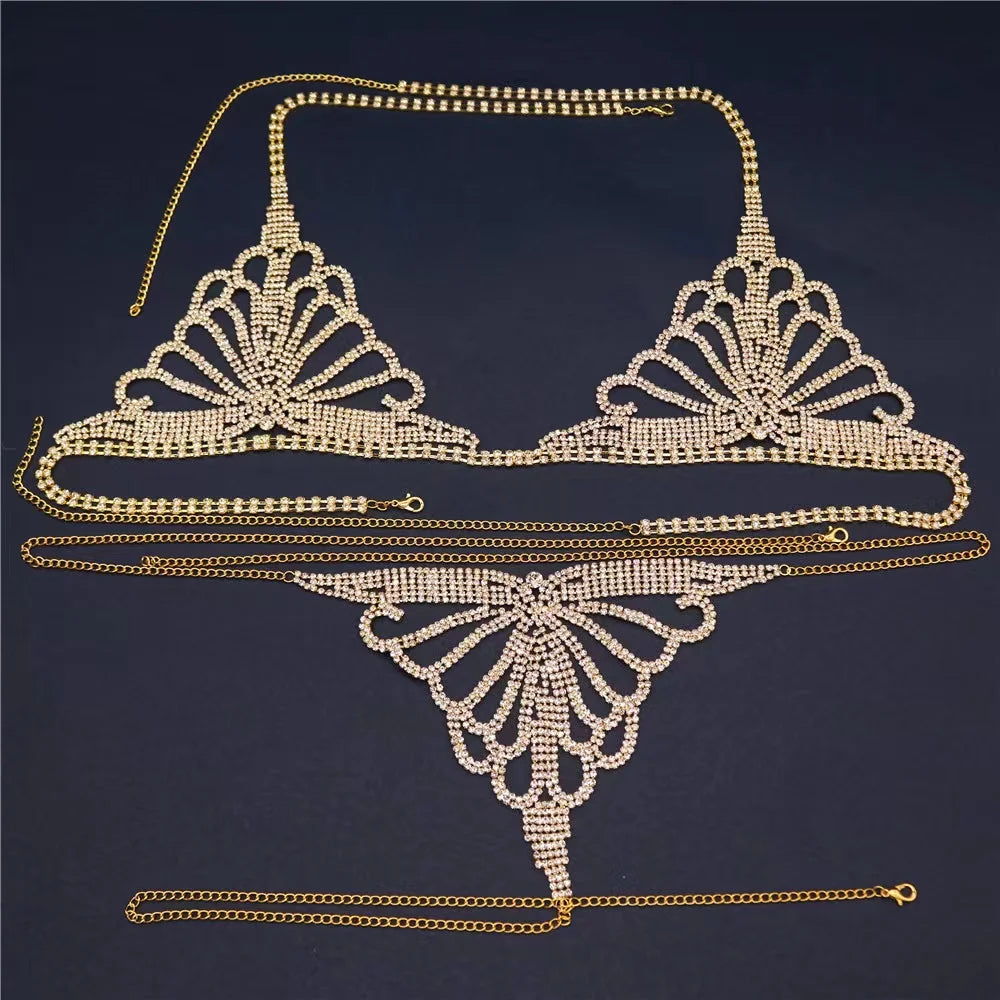 Luxury Rhinestone Lingerie Set – Sexy Body Chain Bikini with Bling Rhinestone Bra & Thong | Jewelry Gift | Thirty Shades Of Play