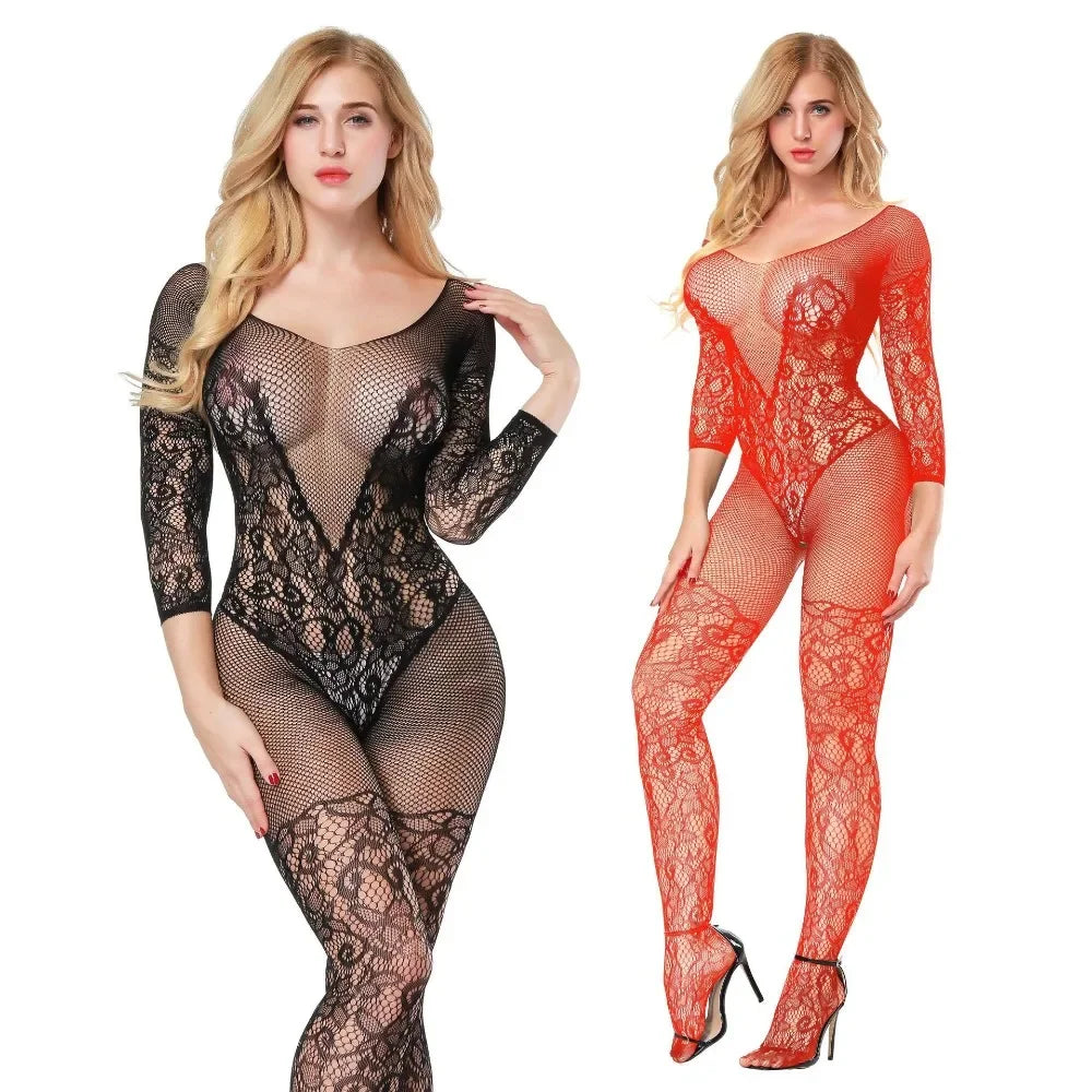 Sexy Mesh Body Stocking – Open Crotch Erotic Lingerie Teddy Bodysuit