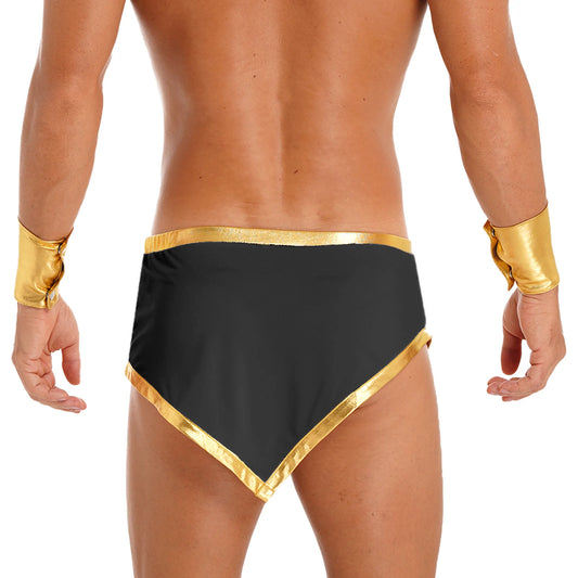 Men’s Roman Gladiator Costume – Medieval Knight Armor Soldier Cosplay with Miniskirt & Cuffs